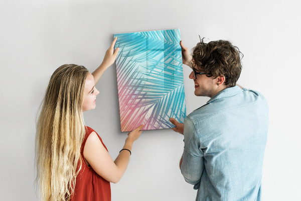 Tableau magnétique effaçable Fond avec des palmiers et des photos à épingler