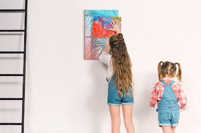 Tableau magnétique effaçable Fond avec des palmiers et des photos à épingler
