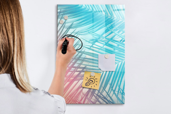 Tableau magnétique effaçable Fond avec des palmiers et des photos à épingler