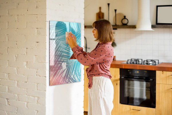 Tableau magnétique effaçable Fond avec des palmiers et des photos à épingler