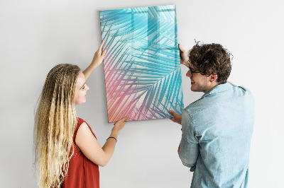 Tableau magnétique effaçable Fond avec des palmiers et des photos à épingler