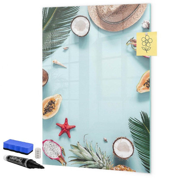 Tableau effaçable magnétique Souvenirs d'été dans un style tropical