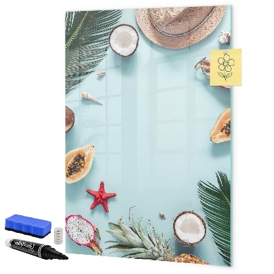 Tableau effaçable magnétique Souvenirs d'été dans un style tropical