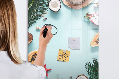 Tableau effaçable magnétique Souvenirs d'été dans un style tropical