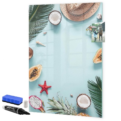 Tableau effaçable magnétique Souvenirs d'été dans un style tropical