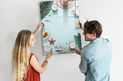 Tableau effaçable magnétique Souvenirs d'été dans un style tropical