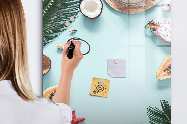 Tableau effaçable magnétique Souvenirs d'été dans un style tropical