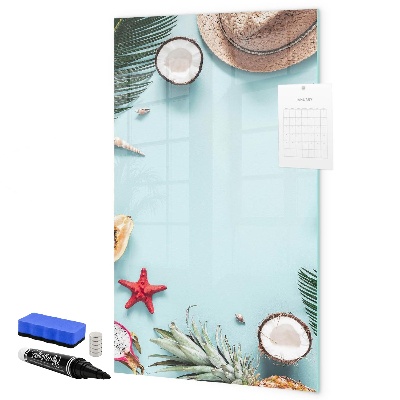 Tableau effaçable magnétique Souvenirs d'été dans un style tropical
