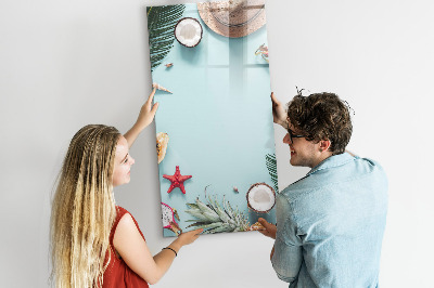 Tableau effaçable magnétique Souvenirs d'été dans un style tropical