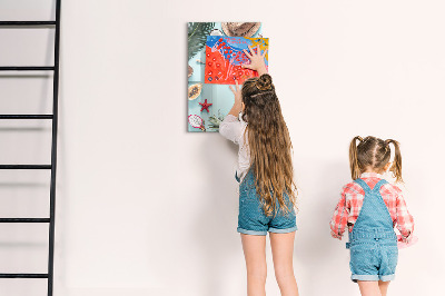Tableau effaçable magnétique Souvenirs d'été dans un style tropical