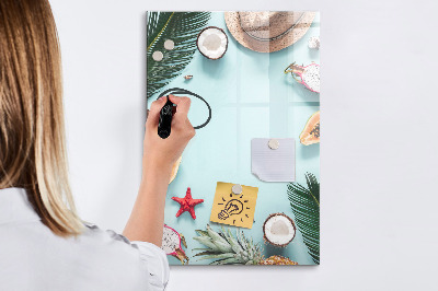 Tableau effaçable magnétique Souvenirs d'été dans un style tropical