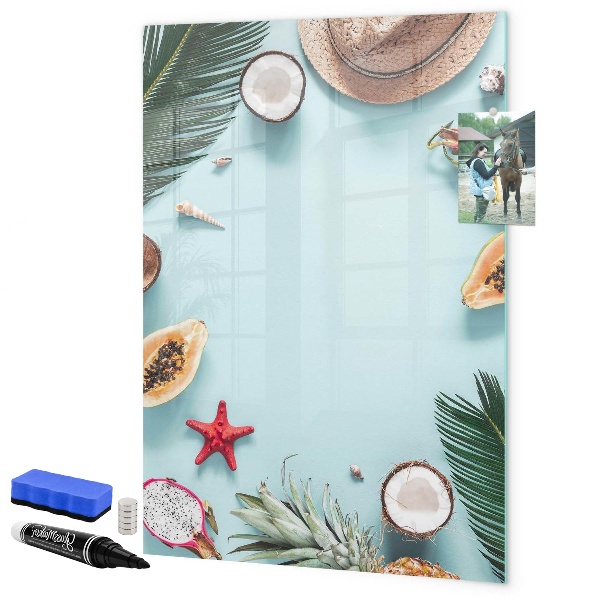 Tableau effaçable magnétique Souvenirs d'été dans un style tropical