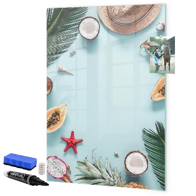 Tableau effaçable magnétique Souvenirs d'été dans un style tropical