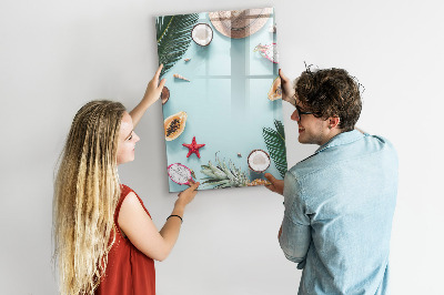 Tableau effaçable magnétique Souvenirs d'été dans un style tropical