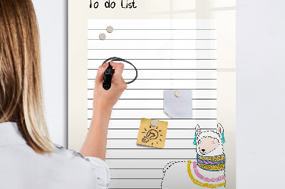 Tableau magnétique effaçable Une liste de choses à faire avec un thème mignon