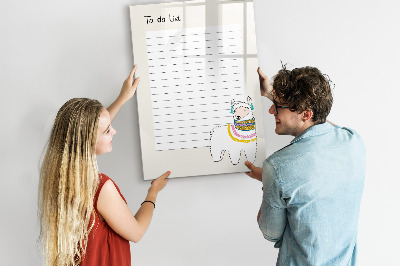 Tableau magnétique effaçable Une liste de choses à faire avec un thème mignon