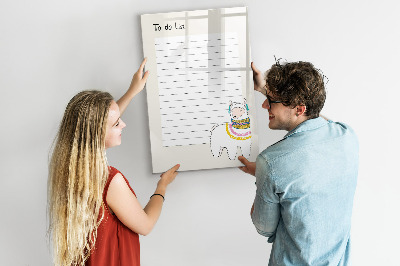 Tableau magnétique effaçable Une liste de choses à faire avec un thème mignon