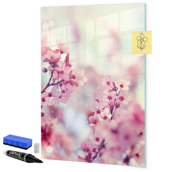 Tableau effaçable magnétique Motif floral avec espace pour photos