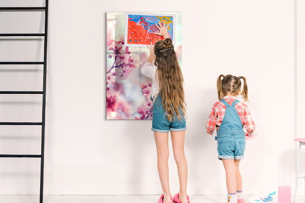 Tableau effaçable magnétique Motif floral avec espace pour photos