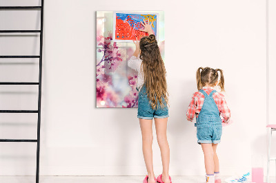 Tableau effaçable magnétique Motif floral avec espace pour photos