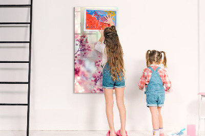 Tableau effaçable magnétique Motif floral avec espace pour photos