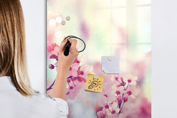 Tableau effaçable magnétique Motif floral avec espace pour photos