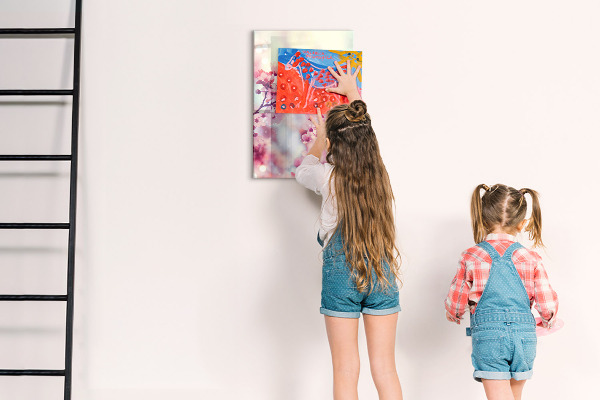 Tableau effaçable magnétique Motif floral avec espace pour photos
