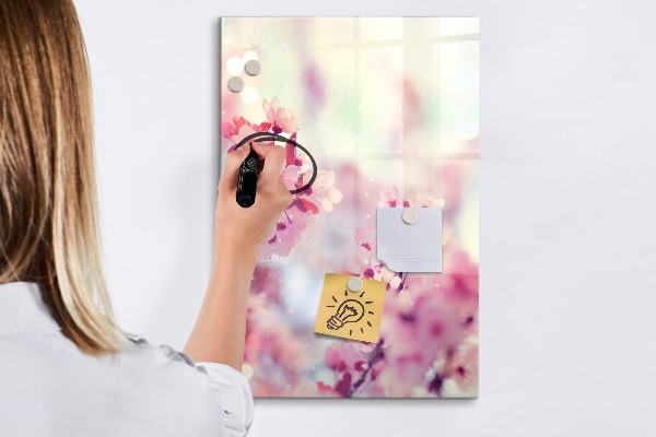 Tableau effaçable magnétique Motif floral avec espace pour photos