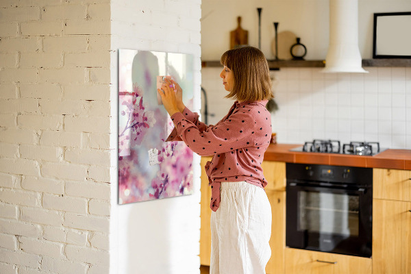 Tableau effaçable magnétique Motif floral avec espace pour photos