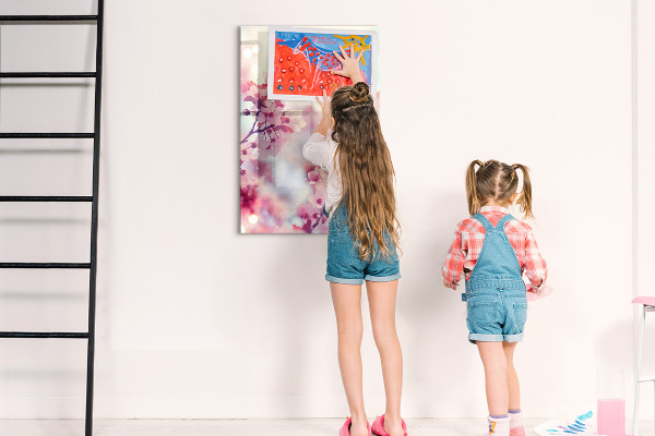 Tableau effaçable magnétique Motif floral avec espace pour photos