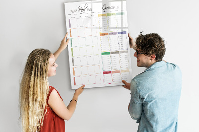 Tableau effaçable magnétique Plan de repas et de courses hebdomadaire