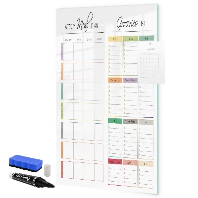 Tableau effaçable magnétique Plan de repas et de courses hebdomadaire
