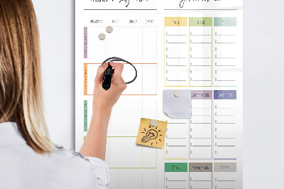 Tableau effaçable magnétique Plan de repas et de courses hebdomadaire