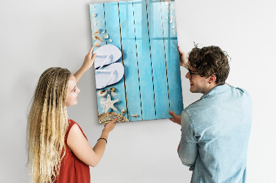 Tableau magnétique effaçable Souvenirs d'été sur fond bleu