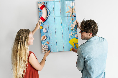 Tableau effaçable magnétique Souvenirs d'été dans un cadre balnéaire