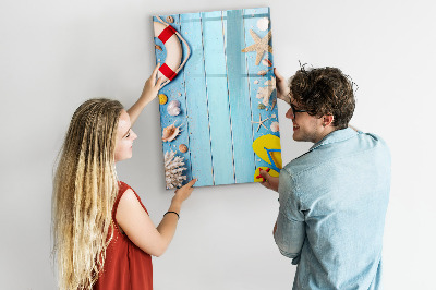 Tableau effaçable magnétique Souvenirs d'été dans un cadre balnéaire