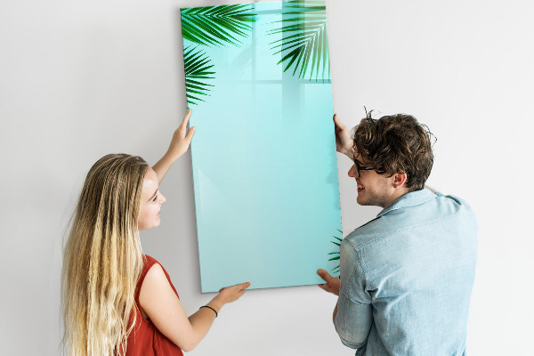 Tableau effaçable magnétique Feuilles vertes et souvenirs en photos
