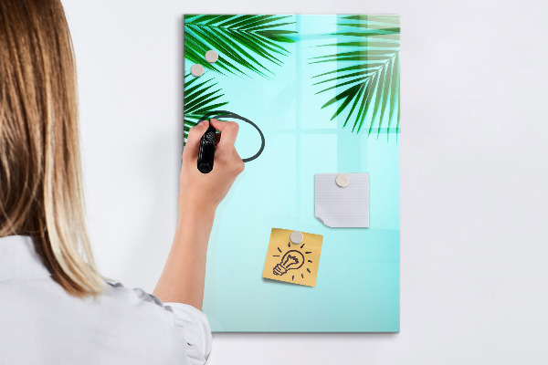 Tableau effaçable magnétique Feuilles vertes et souvenirs en photos