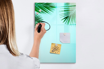 Tableau effaçable magnétique Feuilles vertes et souvenirs en photos