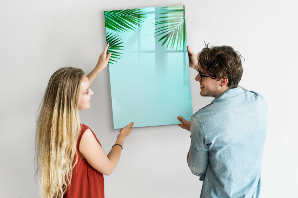 Tableau effaçable magnétique Feuilles vertes et souvenirs en photos