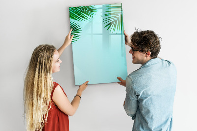 Tableau effaçable magnétique Feuilles vertes et souvenirs en photos