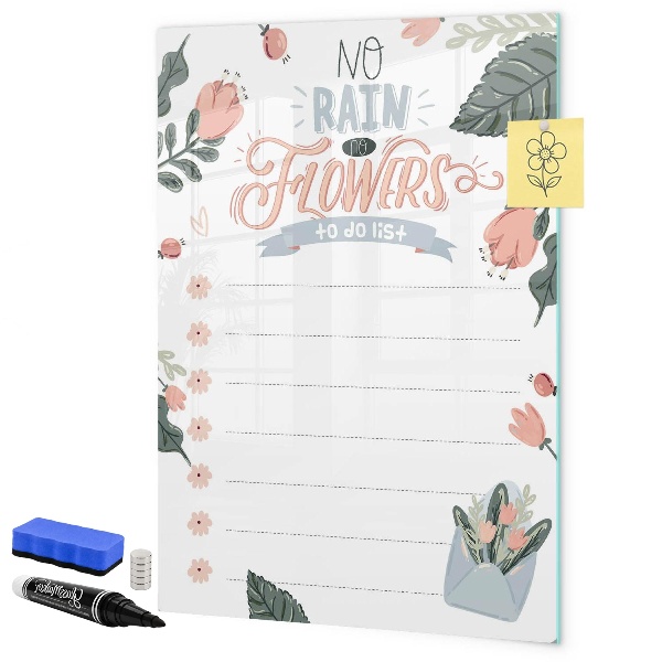 Tableau effaçable magnétique Des fleurs et des souvenirs en un seul lieu
