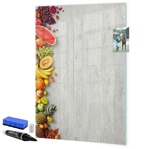 Tableau magnétique effaçable Plateau de fruits créatif avec photos