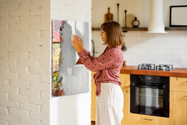 Tableau magnétique effaçable Plateau de fruits créatif avec photos