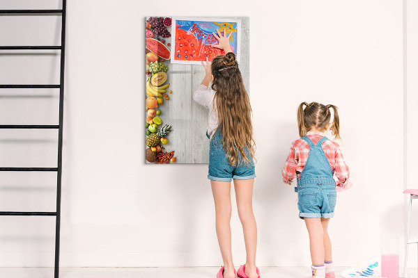 Tableau magnétique effaçable Plateau de fruits créatif avec photos