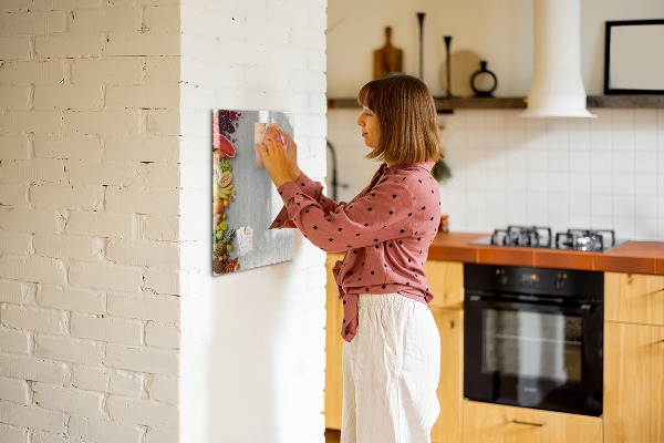Tableau magnétique effaçable Plateau de fruits créatif avec photos