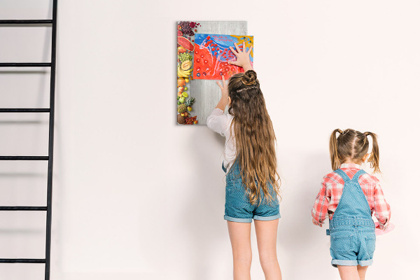 Tableau magnétique effaçable Plateau de fruits créatif avec photos