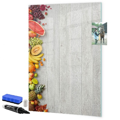 Tableau magnétique effaçable Plateau de fruits créatif avec photos