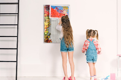 Tableau magnétique effaçable Plateau de fruits créatif avec photos