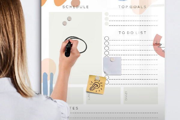 Tableau magnétique effaçable Agenda quotidien avec espace pour photos